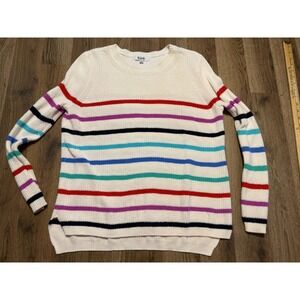 525 Sweater Women's Size XS White Red Purple Black Blue Green Striped Pullover